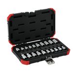 Jogo de soquete Torx Encaixe 3/8 e 1/2 E8-E20 T10-T55 20PCS Gedore Red