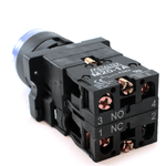Botao Comando Iluminado Azul 220V 1NA+1NF Metaltex