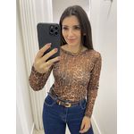 Blusa Tule Adriana Animal Print Onça