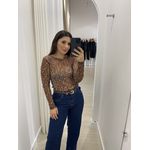 Blusa Tule Adriana Animal Print Onça