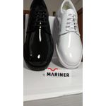 SAPATO MARINER MARINHA BRANCO ENVERNIZADO ALTO BRILHO