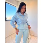 Camisa Cropped Ester Azul