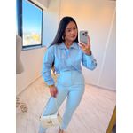 Camisa Cropped Ester Azul