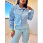 Camisa Cropped Ester Azul