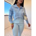 Camisa Cropped Ester Azul