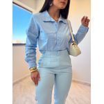 Camisa Cropped Ester Azul