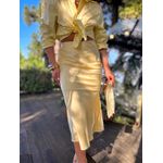 Saia Midi Cetim Liz Amarelo