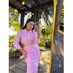 Saia Midi Cetim Liz Rosa