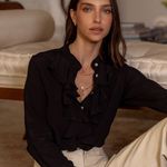 Camisa Olivia em Seda Pura - Preto