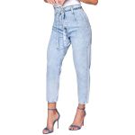 Calça Jeans Feminina Mom Cropped Cintura Alta