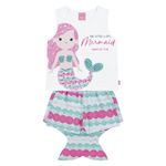 Conjunto Infantil Menina Roupa Fantasia De Sereia Com Cauda