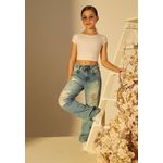 Wide Leg Jeans Infantil Juvenil Calça Criança Pantalona Moda Teen