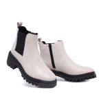 Bota Coturno Chelsea Couro Off white