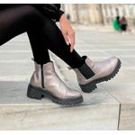 Bota Coturno Chelsea Couro Metalizado Ônix