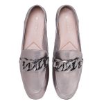 Mocassim Puglia Feminino Comfort em Couro Metalizado Ônix