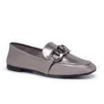 Mocassim Puglia Feminino Comfort em Couro Metalizado Ônix