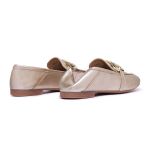 Mocassim Puglia Feminino Comfort em Couro Metalizado Ouro
