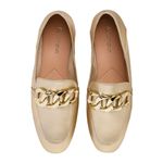 Mocassim Puglia Feminino Comfort em Couro Metalizado Ouro