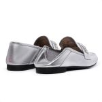 Mocassim Loafer Cristal Feminino Comfort em Couro Prata