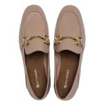 Mocassim Mule Feminino Boston Comfort em Couro Nude