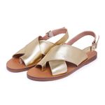 Rasteira Noah Couro Comfort Metalizado Ouro