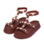 Sandália Flatform Ágata Pirâmides Comfort Maxtherapy Caramelo
