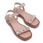 Sandália Flat Plataforma Tratorada Tachas Celine Nude
