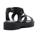 Sandália Flat Plataforma Tratorada Pamplona Croco Preto
