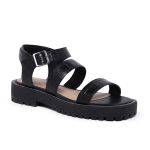 Sandália Flat Plataforma Tratorada Pamplona Croco Preto