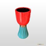 VASO CERAMICA VERDE E VERMELHO