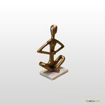 ESCULTURA IOGA ALUMÍNIO DOURADO BASE EM MÁRMORE