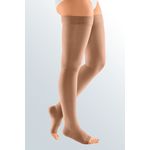 MEIA ELÁSTICA DUOMED MEIA COXA (7/8) COM FAIXA DE SILICONE - 18-21 - BEGE - ABERTO