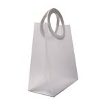 SACOLA PVC COM ALÇA REDONDA DE COURINO BRANCA - G 27X23X12 CM