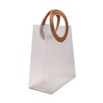 SACOLA PVC COM ALÇA REDONDA DE COURINO MARROM - G 27X23X12 CM