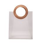 SACOLA PVC COM ALÇA REDONDA DE COURINO MARROM - G 27X23X12 CM