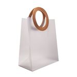 SACOLA PVC COM ALÇA REDONDA DE COURINO MARROM - P 18X16X8 CM