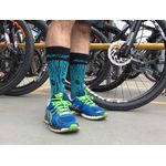 Meia Sport Ciclismo Premium Cano Longo Azul e Preta