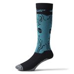 Meia Sport Ciclismo Premium Cano Longo Azul e Preta