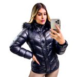 Blusa Brilhante Inverno Feminina Veludo Reforçada Liquidação Roupa Frio Agasalho Poliéster Alta Qualidade Resistente Preta