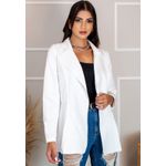 Blazer Feminino Longo A cinturado Sem Forro Modelo Estiloso Branco