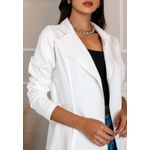 Blazer Feminino Longo A cinturado Sem Forro Modelo Estiloso Branco