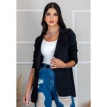 Blazer Feminino Longo A cinturado Sem Forro Modelo Estiloso Preto