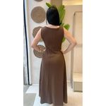 Vestido Gaby Longo Manga Regata - Marrom