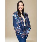 Jaqueta Parka Estampa Floral- Azul Escuro