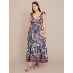 Vestido Longo Camila Estampado Preto