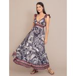 Vestido Longo Camila Estampado Preto