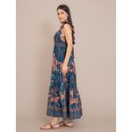 Vestido Longo Camila Estampado Azul Marinho