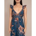 Vestido Longo Camila Estampado Azul Marinho