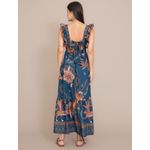 Vestido Longo Camila Estampado Azul Marinho