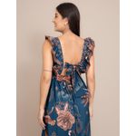 Vestido Longo Camila Estampado Azul Marinho